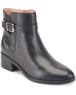 Rockport Teegan Leather Side Gore Block Heel Booties - Black