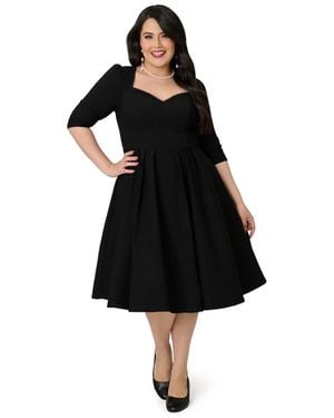 Unique Vintage Plus Size Sweetheart Swing Dress - Black