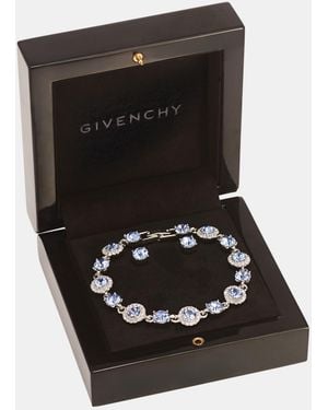 Givenchy Gold-tone Boxed Blue Pave Halo Bracelet And Earring Set - Black