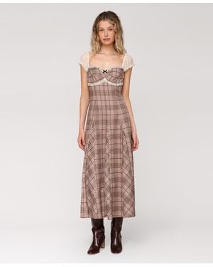 Avec Les Filles Puff Sleeve Godet Midi Dress - Pink