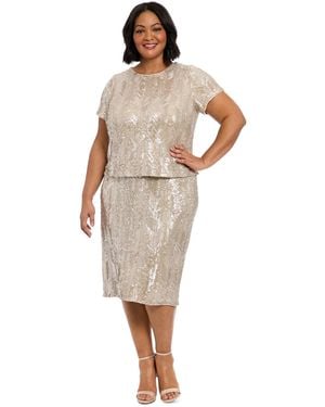 Muse Plus Size Short-sleeve Sequined Top - White