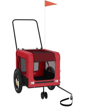 Vidaxl Pet Bike Trailer And Black Oxford Fabric And Iron - Red