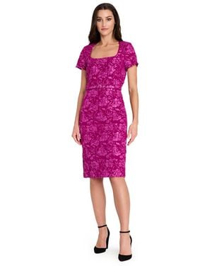 Tahari Puff Cap Short-sleeve Sheath Dress - Pink