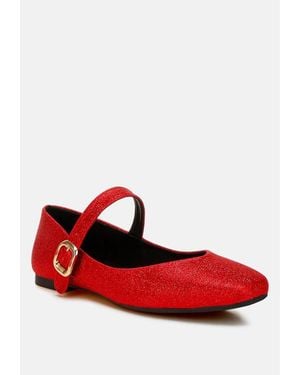 LONDON RAG Herma Glitter Pin Buckle Ballerinas - Red