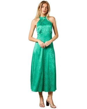 Oasis Bias Halterneck Midi Dress - Green