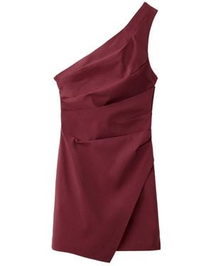 Mango Asymmetrical Pleated Mini Dress - Red