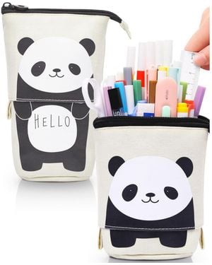 Gnuadz Standing Pencil Case Cute Stand Up Pouch Telescopic Pen Holder School Office Supplies - Blue
