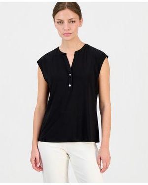 Anne Klein Essentials Short Sleeve Top - Black