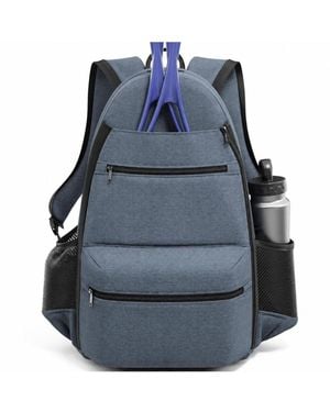 Peneyon Polyester Tennis Racket Bag Padded Compartment Large Main Pocket Water Bottle Holders Adjustable Straps - Blue