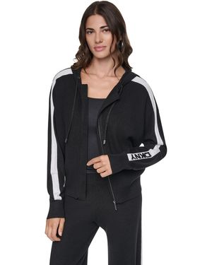 DKNY Logo Stripe Full-zip Hoodie - Black