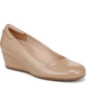 Dr. Scholls Be Flex Round Toe Wedge Pumps - Natural