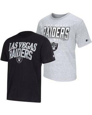 Starter Black/heather Gray Las Vegas Raiders Logo T-shirt