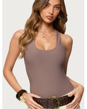Edikted Svana Scoop Neck Bodysuit - Brown