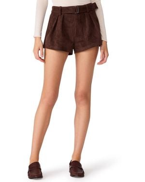 Steve Madden Evanda High-waisted Pleated Shorts - Brown