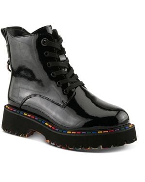 Spring Step Mistique Waterproof Leather Lace-up Rain Boot - Black