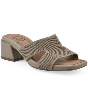 White Mountain Milled Round Toe Dress Sandals - Brown