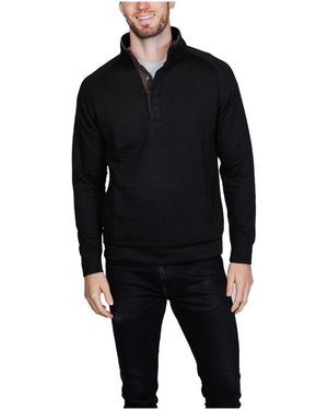 Tailorbyrd Hidden Snap Front Quilted Pullover - Black
