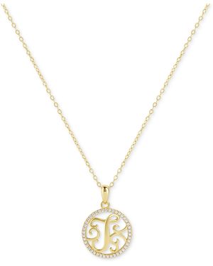 Giani Bernini Cubic Zirconia T Monogram 18" Pendant Necklace - Metallic