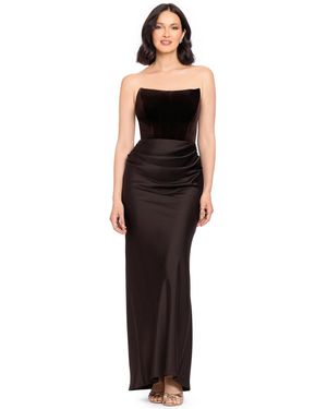 Betsy & Adam Strapless Velvet Corset Dress - Black