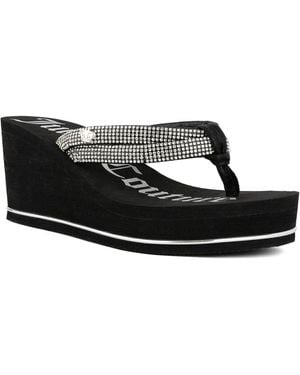 Juicy Couture Unwind Rhinestone Platform Wedge Sandals - Black