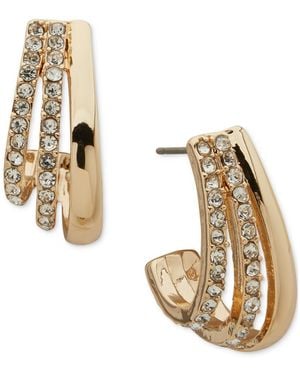 Anne Klein Gold-tone Three-row Hoop Earrings - Metallic