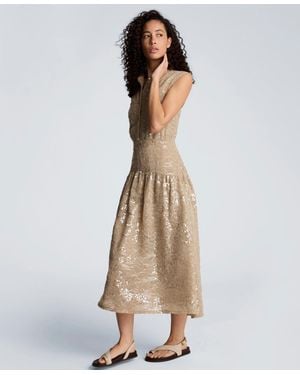 Kenneth Cole Curved Yoke Collared Dress - Natural