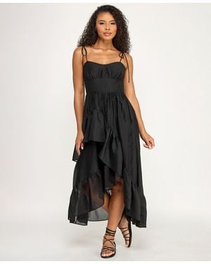 Seni & Cade Ruffle Tiered Midi Dress - Black