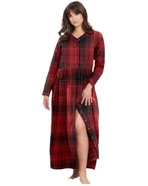 Only Neccessities Only Necessities Plus Size Flannel Plaid Lounger - Red