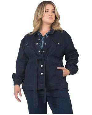 Standards & Practices Plus Size Utility Anorak Denim Jacket - Blue