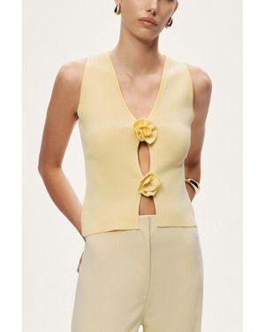 Nocturne Floral Cut-out Knit Top - Natural