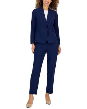 Le Suit Crepe One-button Pantsuit Set - Blue