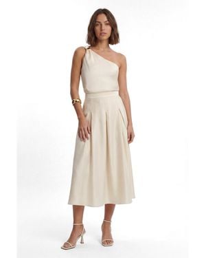 Karen Millen Satin One Shoulder Top - Natural