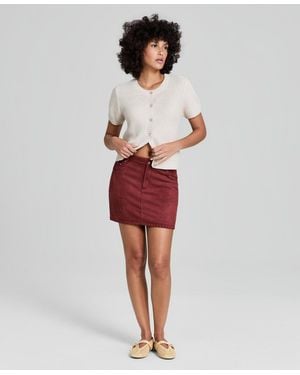 And Now This Faux-suede Woven Mini Skirt - Red