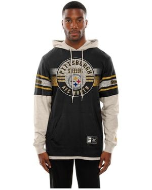 KTZ Pittsburgh Steelers Twofer Layered Long Sleeve Hooded T-shirt - Black