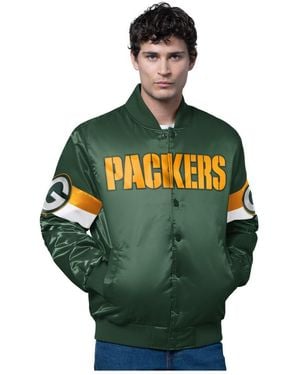 Starter Bay Packers Triple Option Satin Varsity Full-snap Jacket - Green