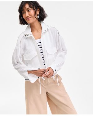 On 34th Cotton Gauze Cropped Jacket - White