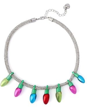 Betsey Johnson Faux Stone Santa Baby Christmas Lights Bib Necklace - Blue