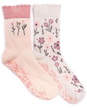 Muk Luks Studio Socks 2 Pair Pack Crew Cotton Socks - Pink