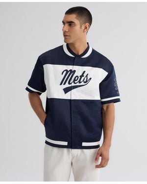 Fanatics Iconic Satin Full-snap Short-sleeve Warm-up Jacket - Blue