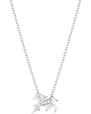 Macy's Cubic Zirconia Galloping Horse 18" Pendant Necklace - Metallic