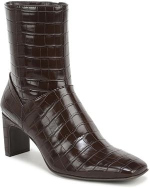 Naturalizer Nona Square Toe Faux Leather Booties - Brown