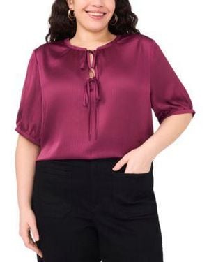 Vince Camuto Solid Color Short Sleeve Blouse - Red
