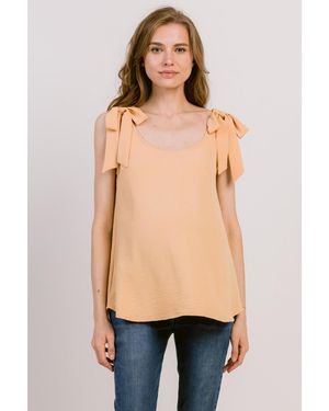 Hello Miss Maternity Adjustable Tie-shoulder Tank Top - Natural