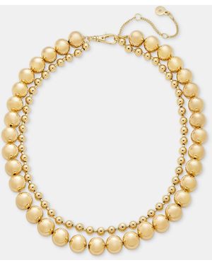 DKNY Tone Two-row Ball Chain Collar Necklace - Metallic