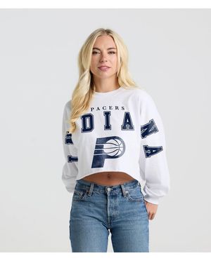 Fanatics Indiana Pacers Spirit Jersey Cropped Crew Neck Sweatshirt - White