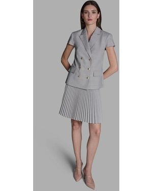 BCBGMAXAZRIA Peak Lapel Collar Plaid Double-breasted Jacket - Gray