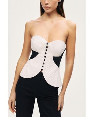 Nocturne Structured Strapless Contrast Bustier Top - Black