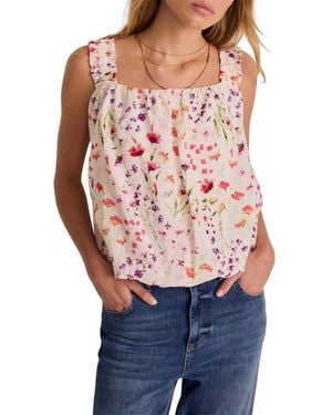 Mint Velvet Sleeveless Square Neck Floral-print Top - Red
