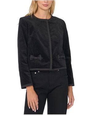 Cece Short Velvet Bow-detail Jacket - Black