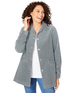 Woman Within Within Pleat-back Corduroy Jacket - Blue